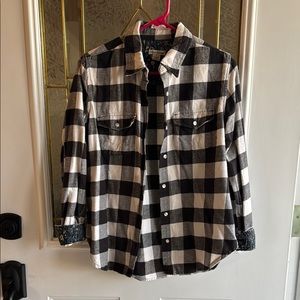 Tailor Vintage Black and White Plaid Women's Top